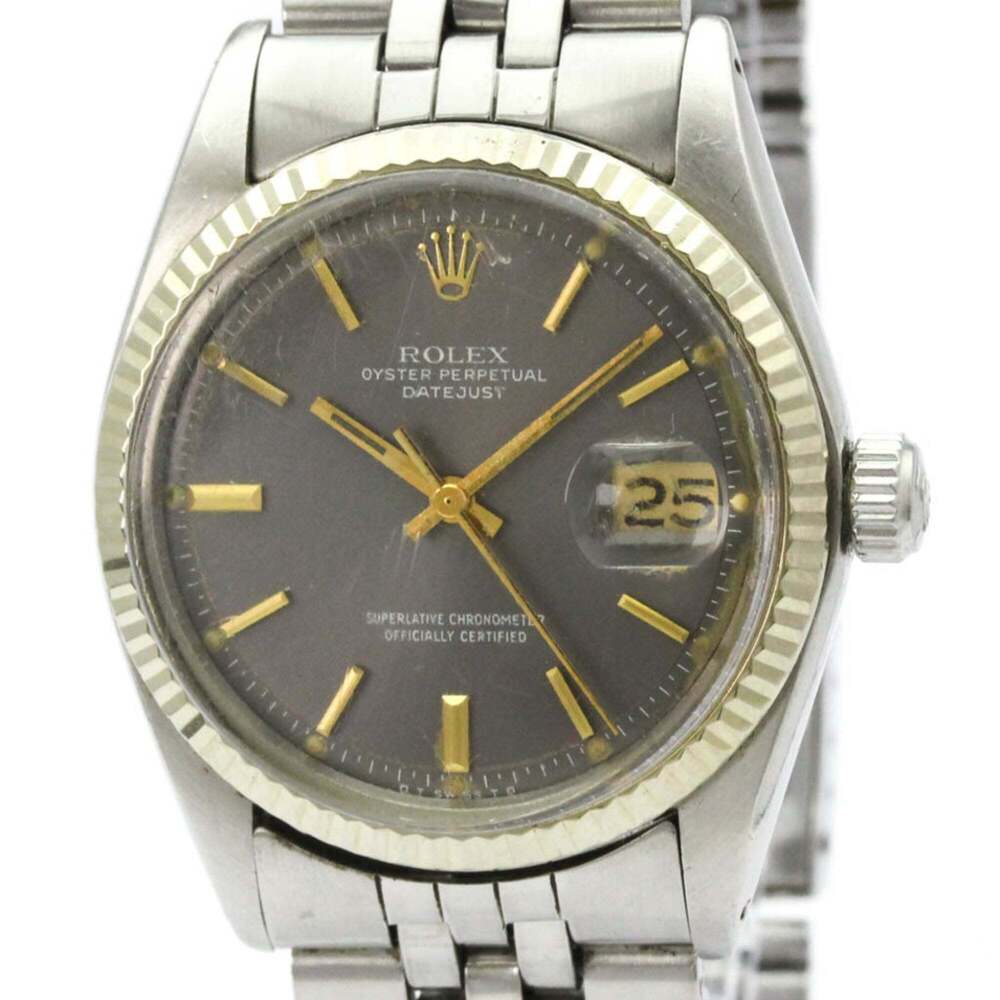 ROLEX Datejust 1601 White Gold Steel Automatic Mens Watch Vintage